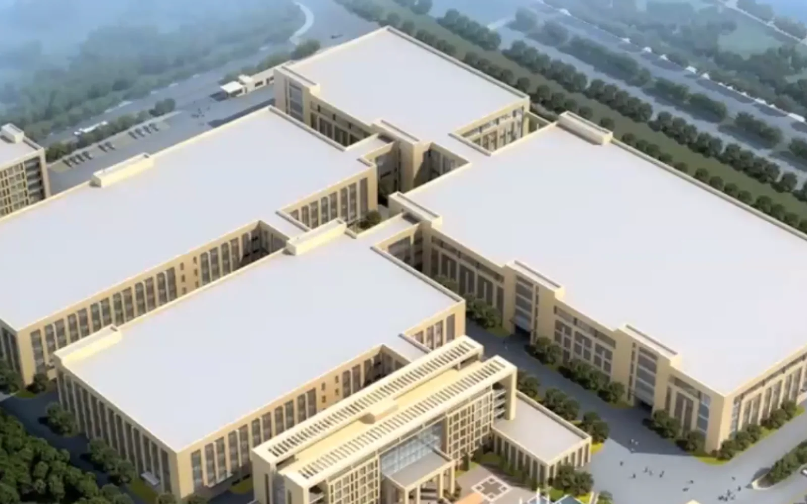 Aerial view of the Botai (BJTJ) furniture manufacturing complex in Anji, Zhejiang, China
